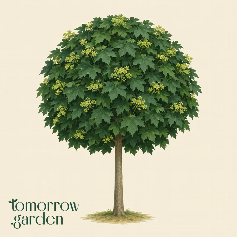 Illustration of Globe Norway maple