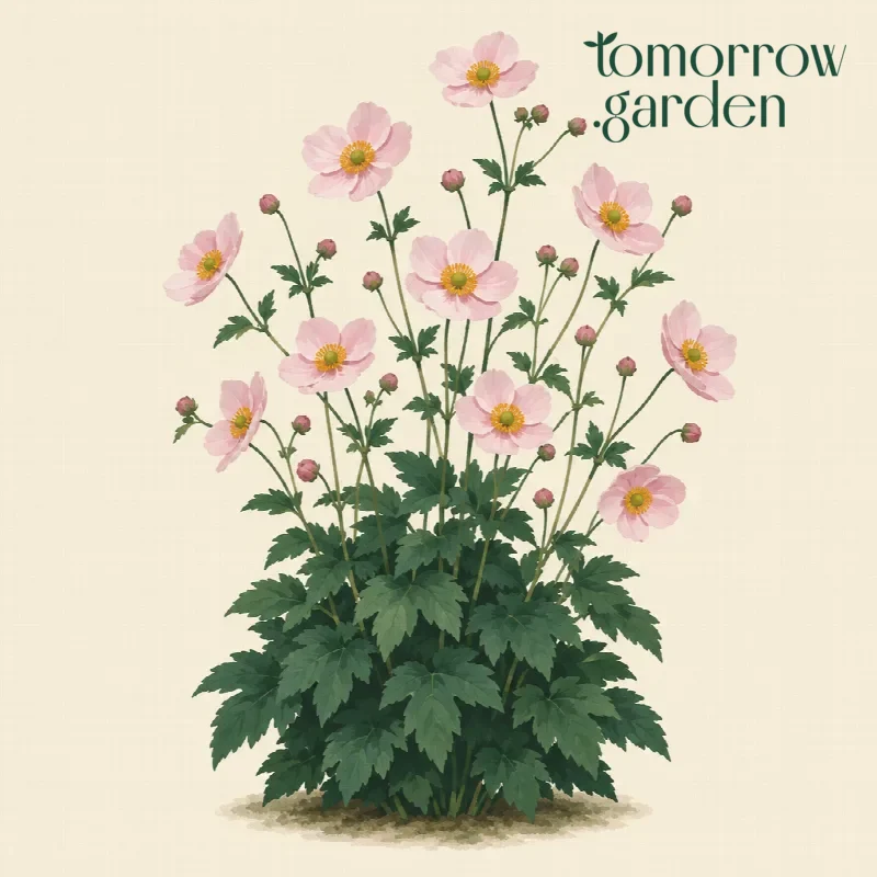 Illustration of Japanese anemone