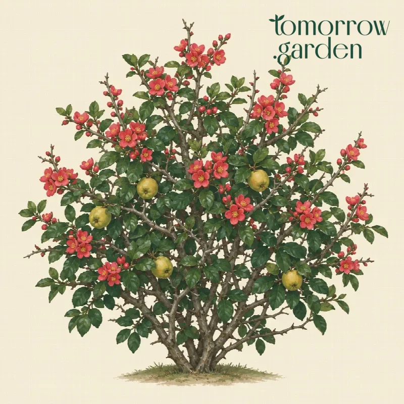 Illustration of Chinese flowering quince