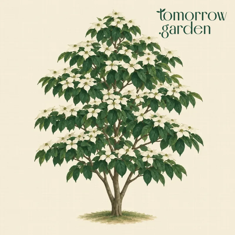 Illustration of Kousa dogwood