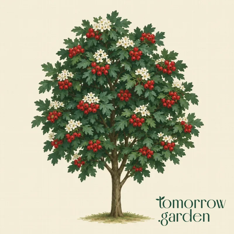 Illustration of Chinese hawthorn