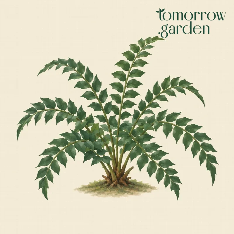 Illustration of Japanese holly fern
