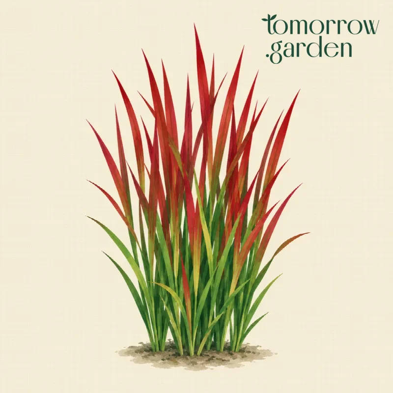 Illustration of Japanese blood grass 'Red Baron'