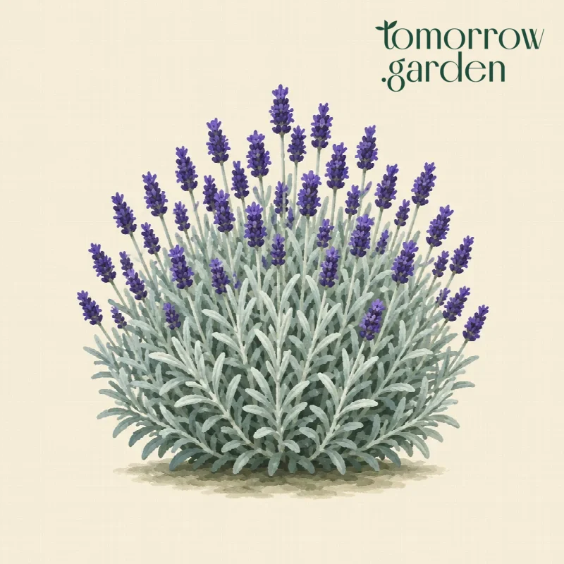 Illustration of Woolly lavender hybrid