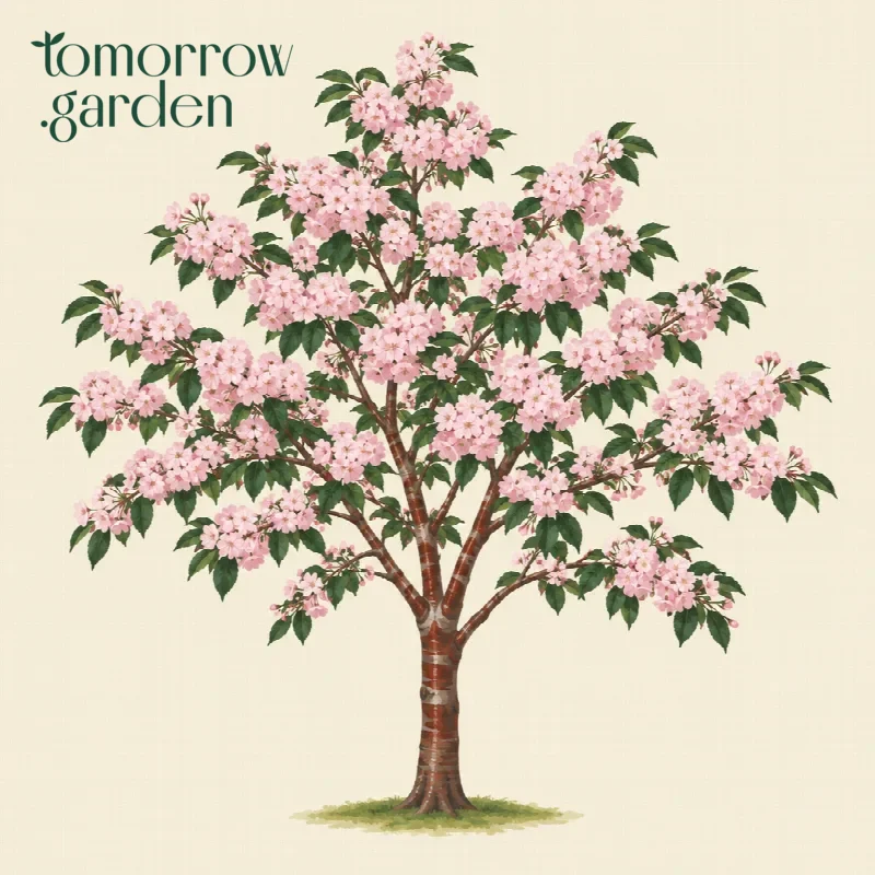Illustration of Japanese flowering cherry