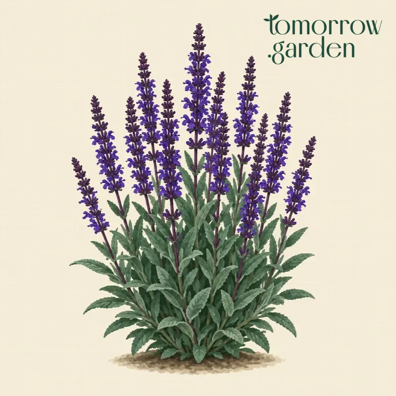 Illustration of Woodland sage 'Caradonna'